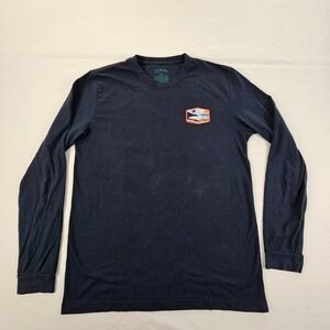 Go Coastal Woody Beach Blue Long Sleeve Cotton Blend T-Shirt Men's M